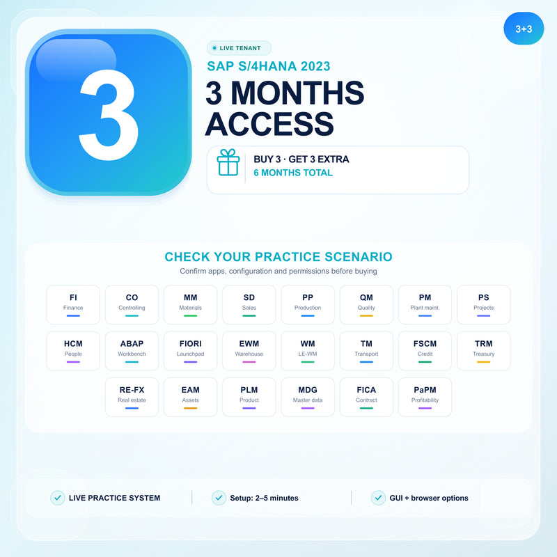 SAP S/4HANA 2023 — buy 3 months, receive 6 months total practice access