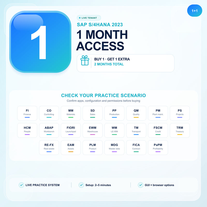 SAP S/4HANA 2023 — buy 1 month, receive 2 months total practice access